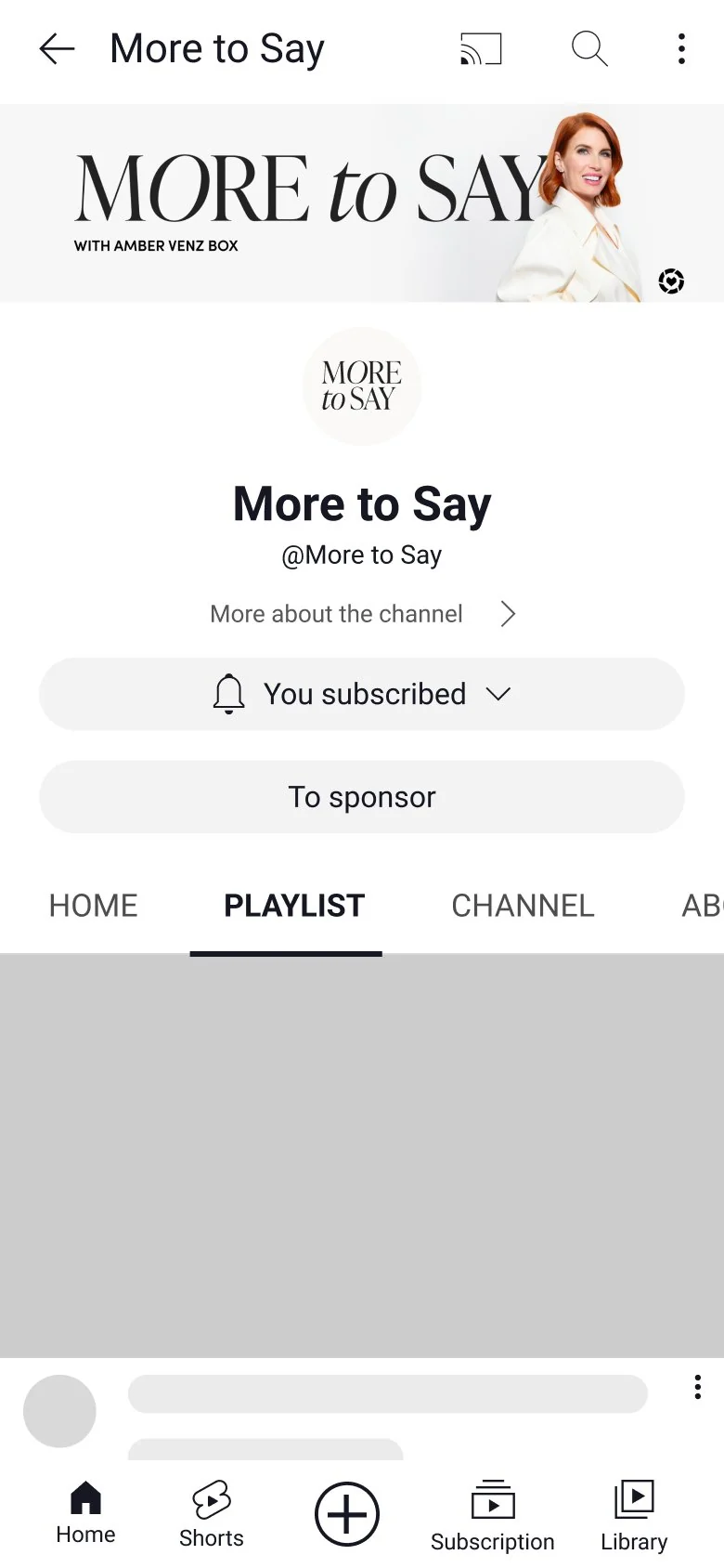 A mockup of the More to Say YouTube channel on a phone.