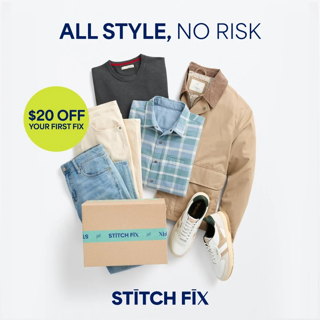 Big plus Tall is here: men’s jacket, polo, jeans and sneakers around a smiling model.